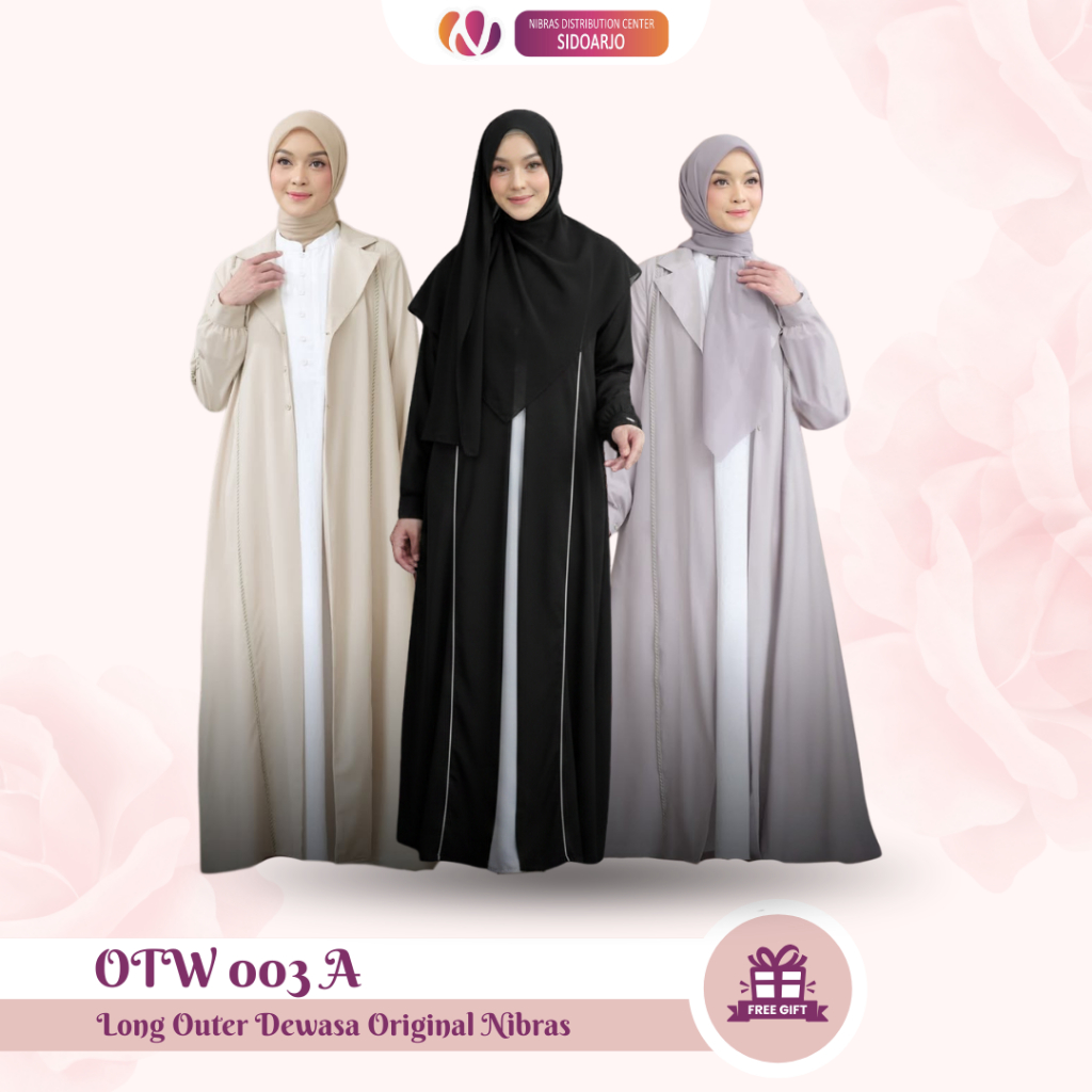 Long Outer Anti UV Wanita Terbaru Outer Remaja Outerwear Simple Kekinian Nibras OTW 003 A