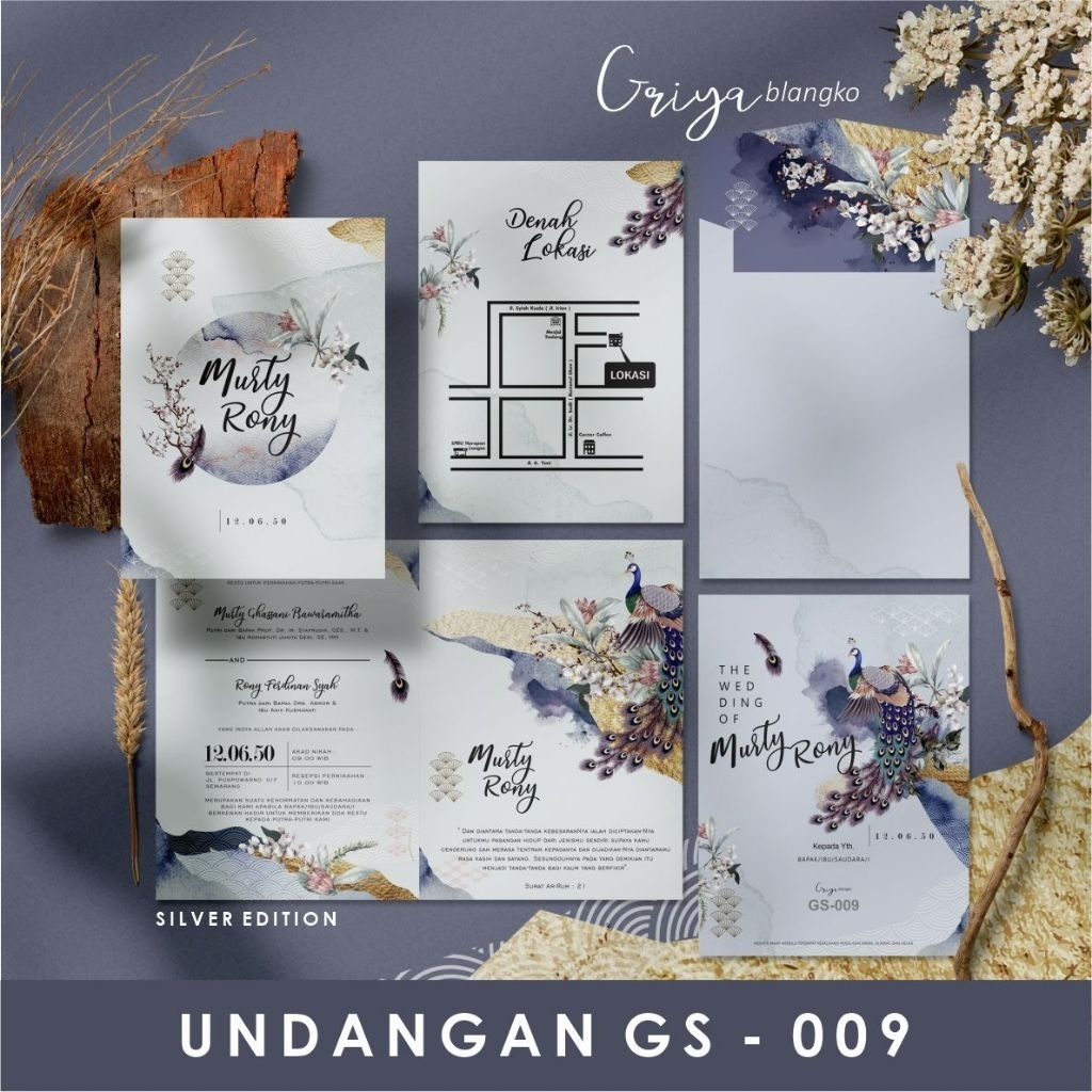 Undangan Pernikahan Minimalis Elegan | Blangko Undangan Nikah Murah | GS 009