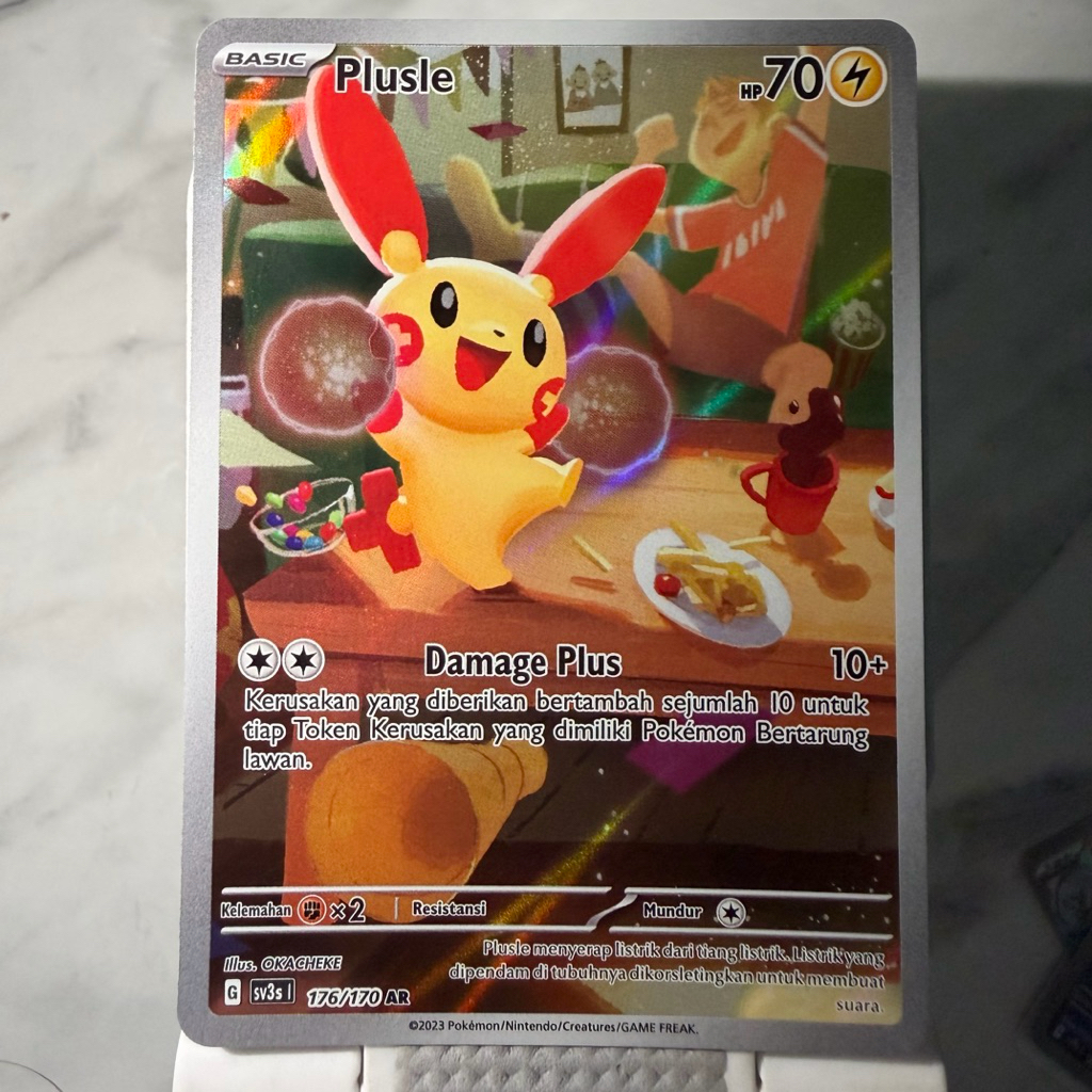Plusle AR 176/170 AR Kilau Hitam Kartu Pokemon Indonesia TCG