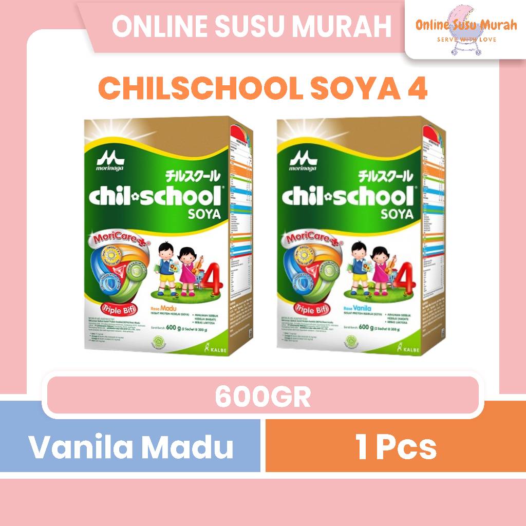 CHILSCHOOL SOYA 600GR VANILA MADU KEMASAN BARU CHIL SCHOOL 600 GR SUSU ALERGI SSKD