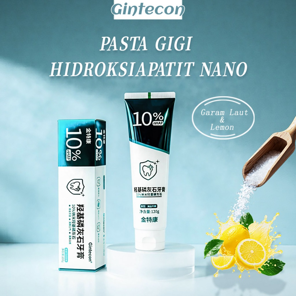 Gintecon Pasta Gigi Nano Hydroxyapatite 10% | Memperbaiki Email Gigi & Sensitif + Mengilap