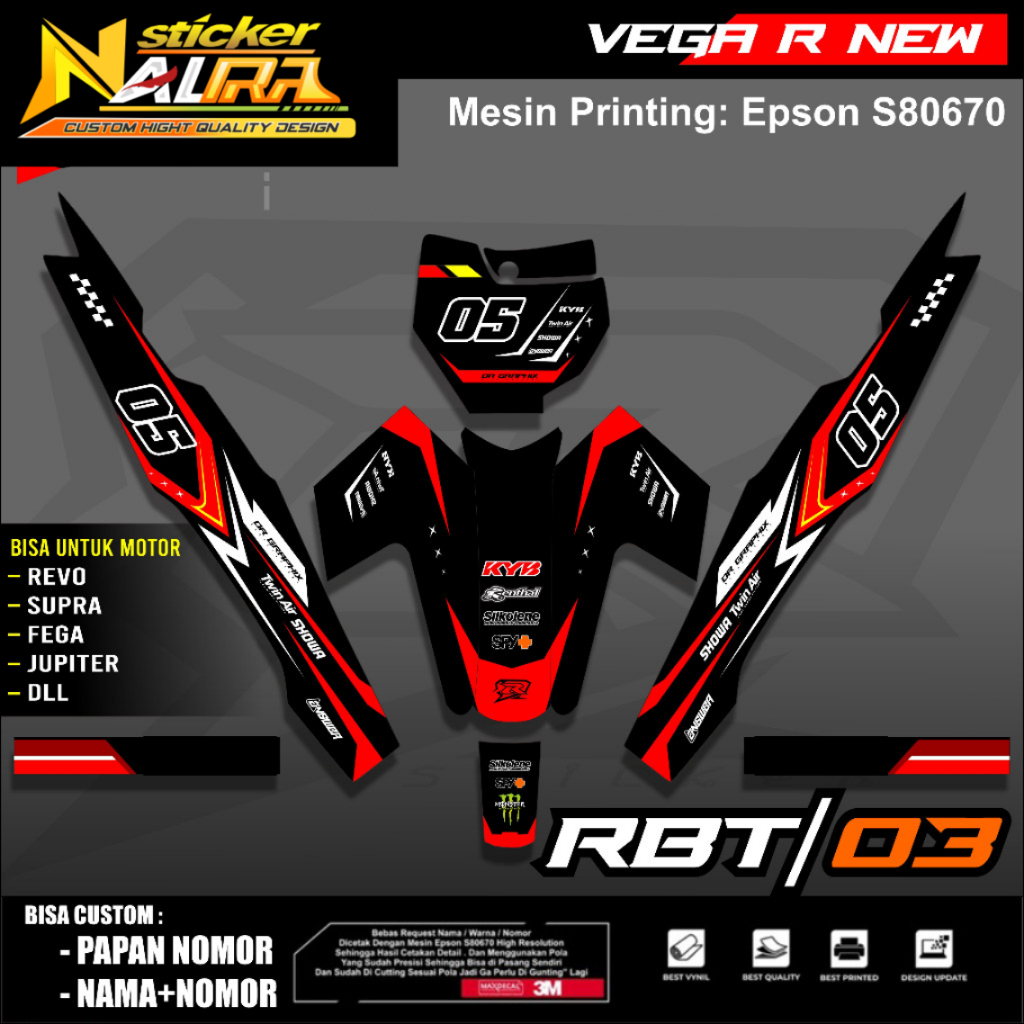 RBT03 - Sticker striping RBT RBT VEGA R VEGA BEBEK MODIF SUPERMOTO RBT new terbaru CUSTOM AL