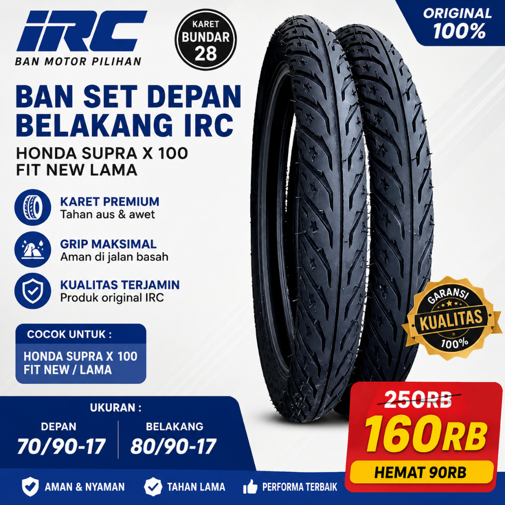 Ban Set Depan Belakang IRC Honda Supra X 100 Fit New Lama