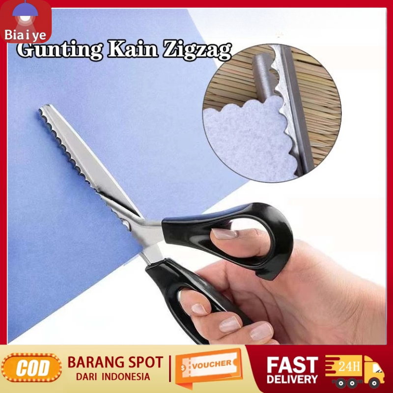 Gunting Gelombang Kain / Gunting Gerigi Kain / Gunting Bahan Kain Zigzag Stainless Steal 9"