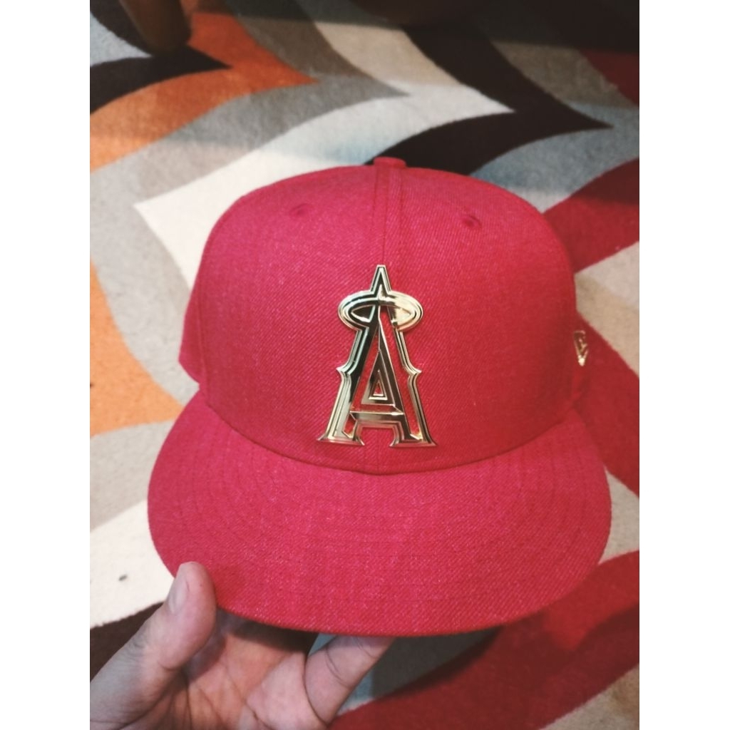 Topi New Era 9FIFTY Snapback LA Angels Red Gold Metal Logo - Original