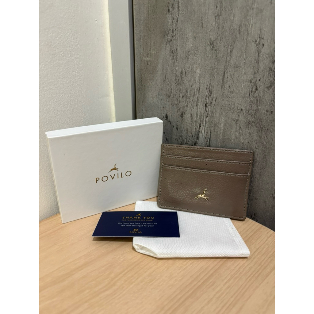 POVILO BIRA TAUPE CARD HOLDER INCLUDE BOX DUST BAG NOT TIA THIS IS APRIL