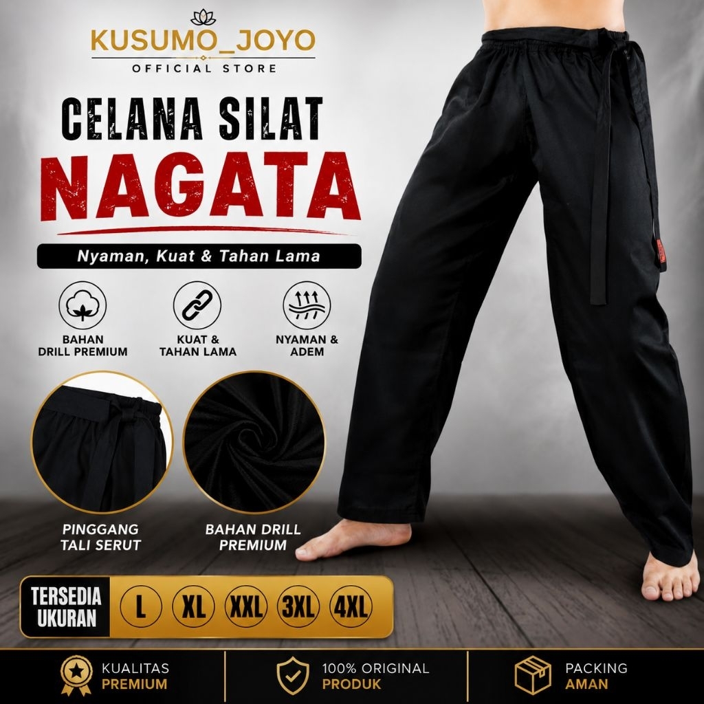 Celana Silat Nagata Drill Premium Polos Komprang Latihan Pencak Silat