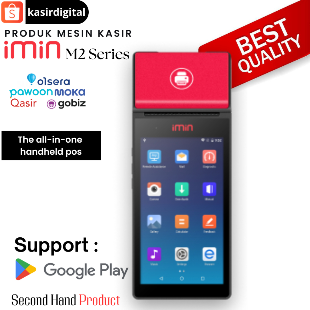 Mesin Kasir Android Imin M2 Warna Merah Second Normal