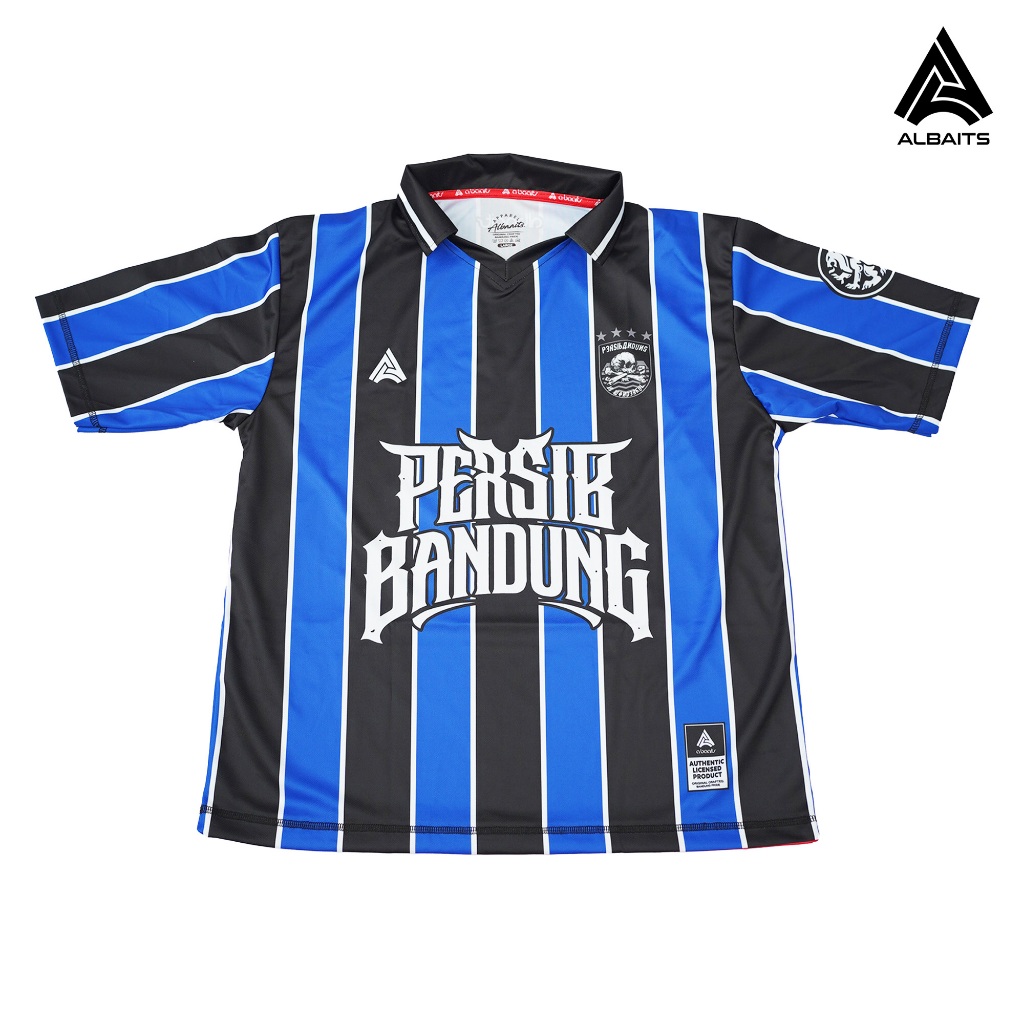Albaaits Jersey Persib Bandung Salur Biru Hitam Retro Baju Bola Pria Kerah Polo Dryfit Brazil Premiu