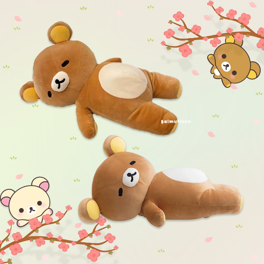 BALMUTLUCU | Boneka Sleepy Rilakkuma 90cm | Boneka Guling Jumbo Lucu Karakter Beruang Kuma