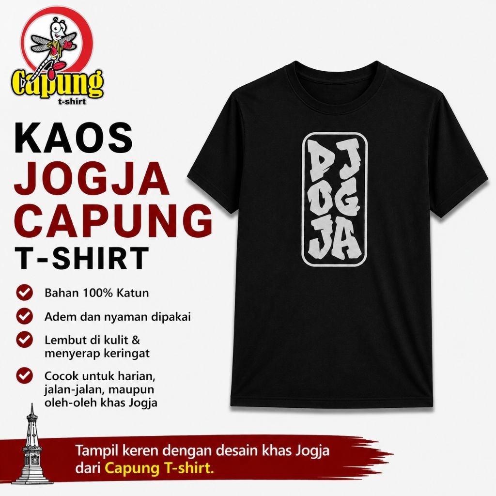 KAOS JOGJA ASLI MEREK CAPUNG T-SHIRT KAOS JOGJA MOTIF JOGJA KEREN