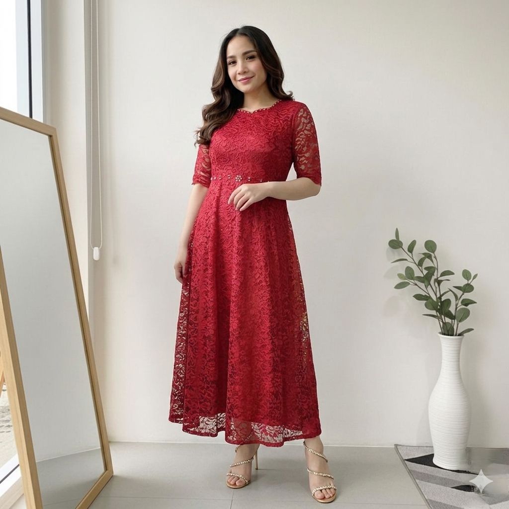 Nagita dress - Dress Victory Brokat - Dress Wanita Modern