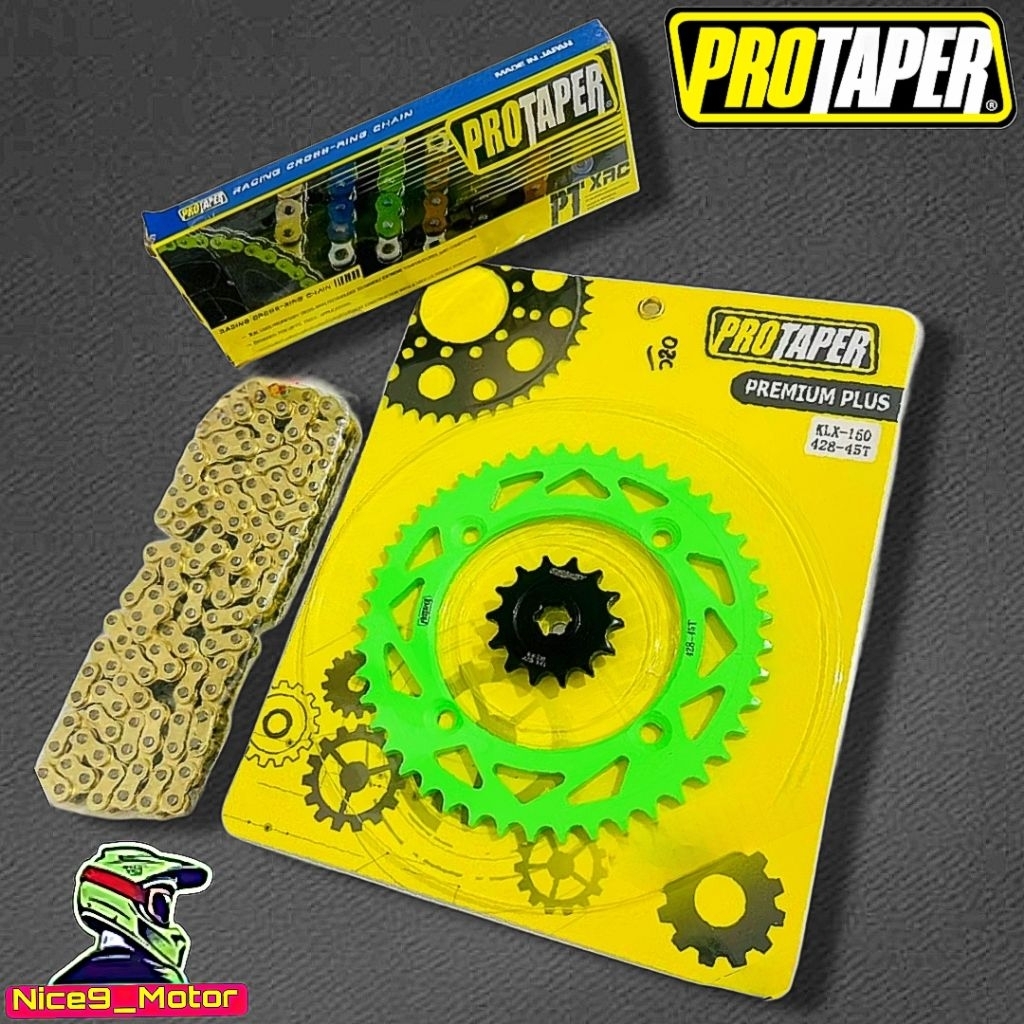 GEAR SET PROTAPER HIJAU 428 KLX 150 D TRACKER 150 SET RANTAI PROTAPER RACING ORIGINAL