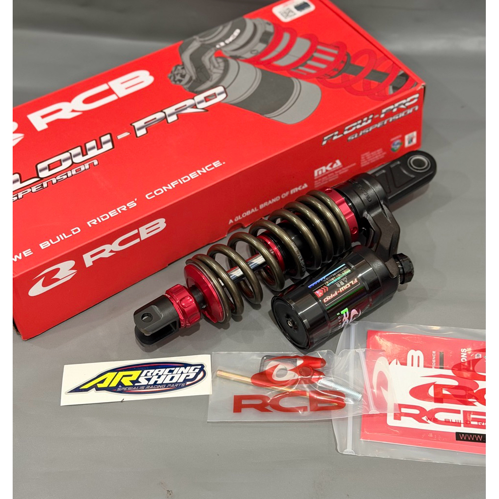 SHOCK SOKBREKER BELAKANG RCB RACINGBOY FLOW-PRO HITAM MERAH TITAN TITANIUM 305MM MIO J MIO SPORTY MI