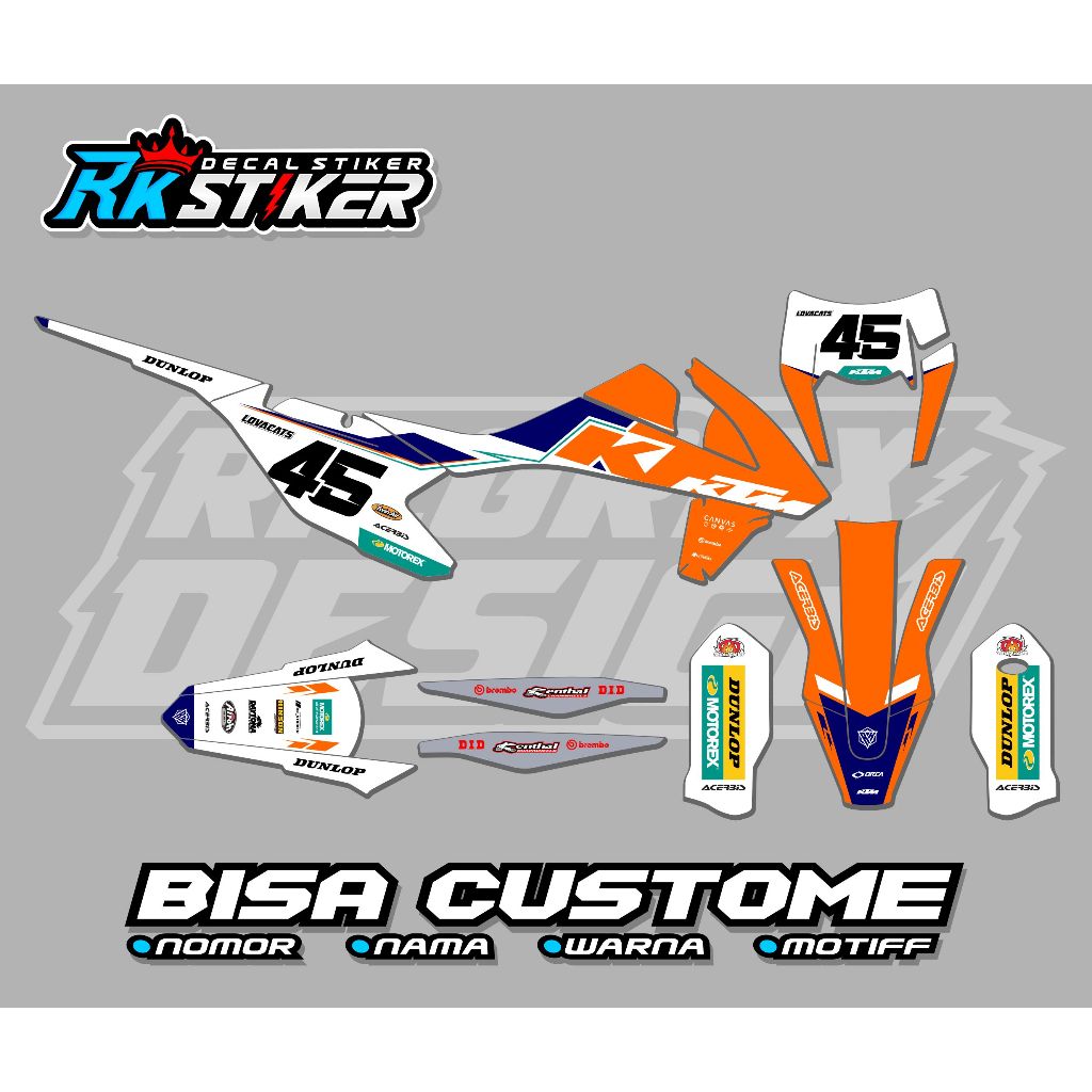 DECAL STIKER KTM 250 2017 - KTM 85 2020 - KTM 250 2020-2022 - KTM 85 2014-2016 - PREMIUM FULLBODY CU