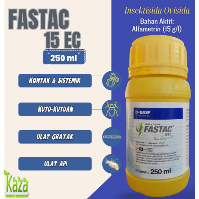 Insektisida Fastac 15EC 250 ml - BASF Alfametrin Ovisida Kumbang Ulat Api Kutu Thrips Grayak Lalat B