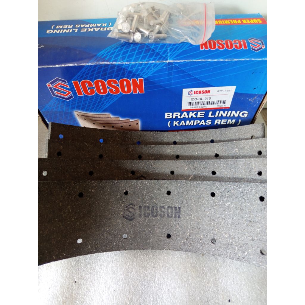 BRAKE LINING (DAUN KAMPAS REM) BELAKANG + RIVET TOYOTA RINO PS ICOSON