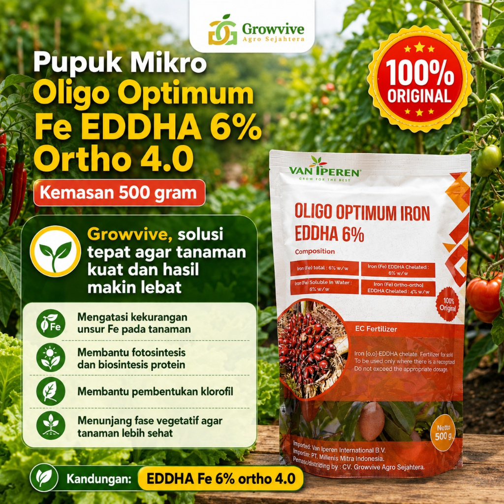 Pupuk Oligo Optimum Fe EDDHA 6% Ortho 4 (Kemasan 500 gram)
