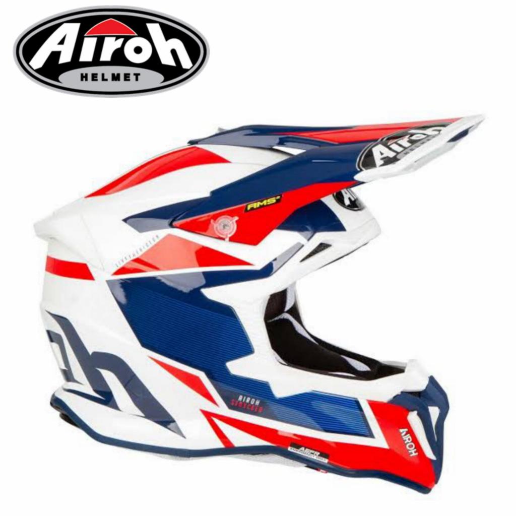 AIROH STRYCKER AXE BLUE RED GLOSS HELM MOTOCROSS AIROH