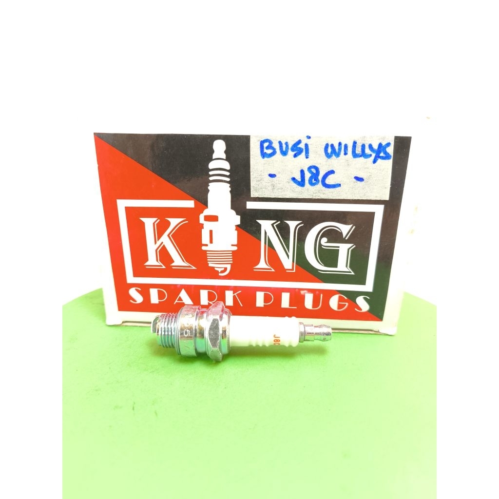 Busi Jeep Willys Mambo J8C Spark Plug Jip Willys Drat Pendek Merk KING Dus Putih