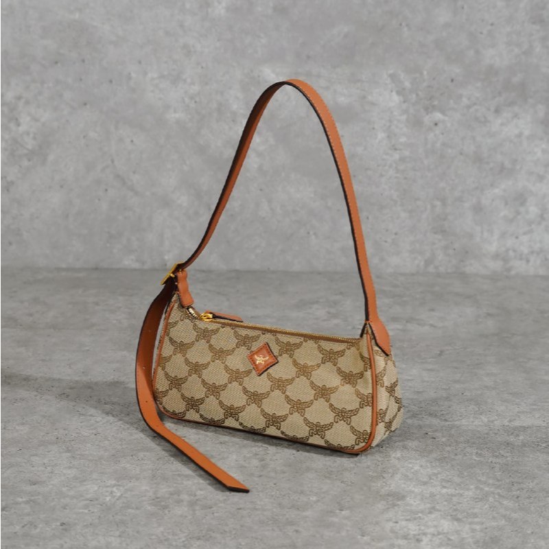Tas MCM LAUREL MONOGRAM BROWN COGNAC CANVAS SHOULDER BAG 100% ORIGINAL