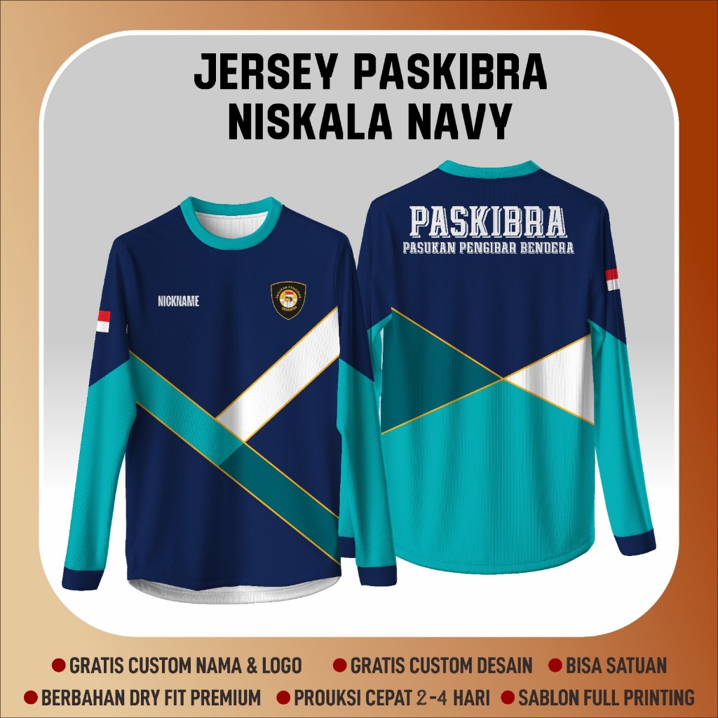 Jersey Paskibra Niskala Navy | Kaos Latihan Paskibraka Free Custom Nama & Logo | Bahan Dryfit Milano