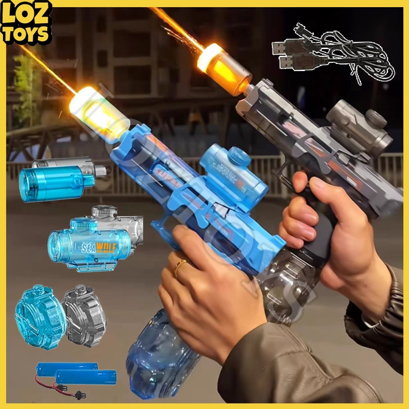 LOZTOYS Pistol Air Listrik Mainan Elektrik Sprayer Semprotan Pistol Air Efek Cahaya Water Glock Spra