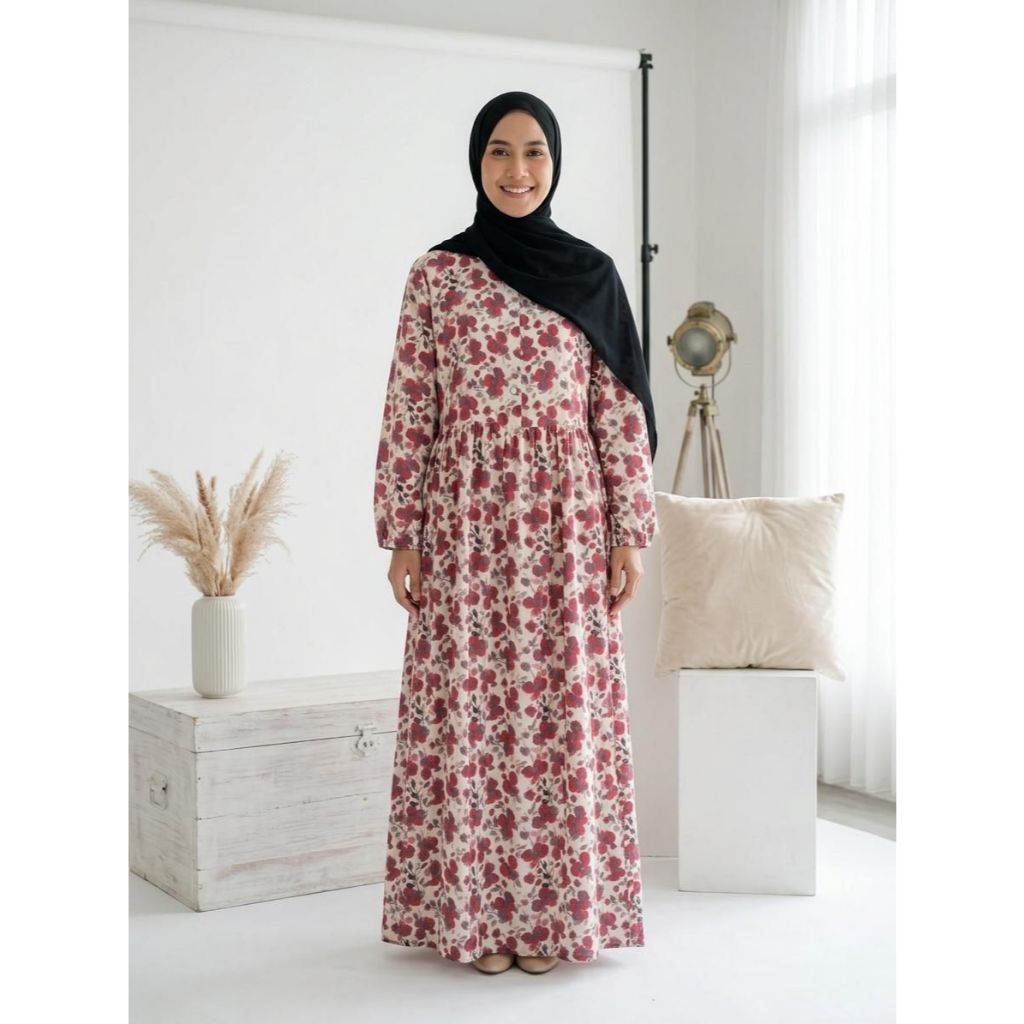 Senyum Pajama Amina Dress Wanita  Dress Muslim Kekinian Casual Homedrees Cantik