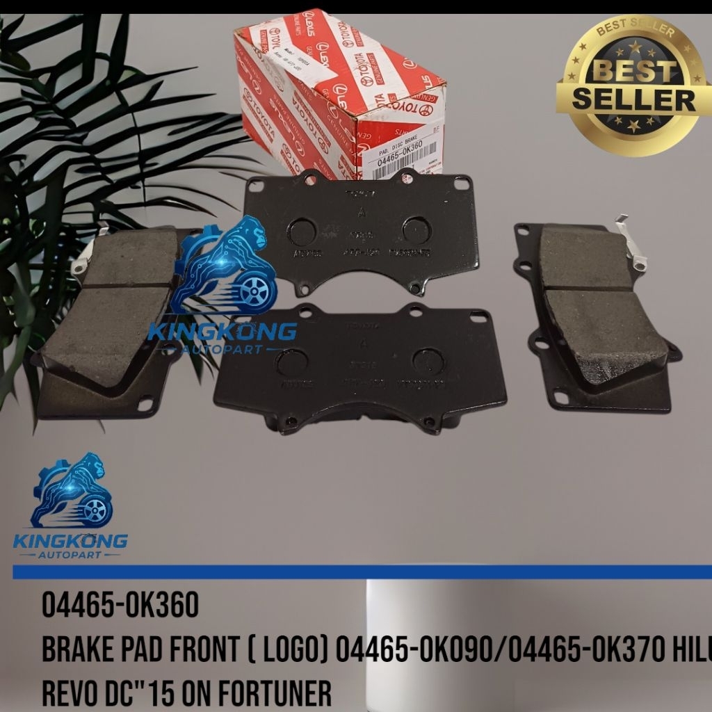 04465-0K340 BRAKE PAD FRONT(LOGO) KAMPAS REM DEPAN.04465-0K090/04465-OK370 HILUX VIGO 2.5 "11-15/ FO