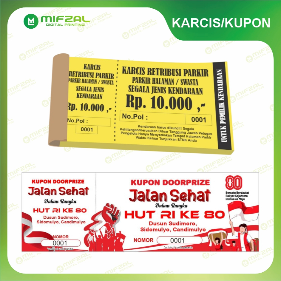 KARCIS / KUPON CUSTOM 1 RIM BERBAGAI UKURAN