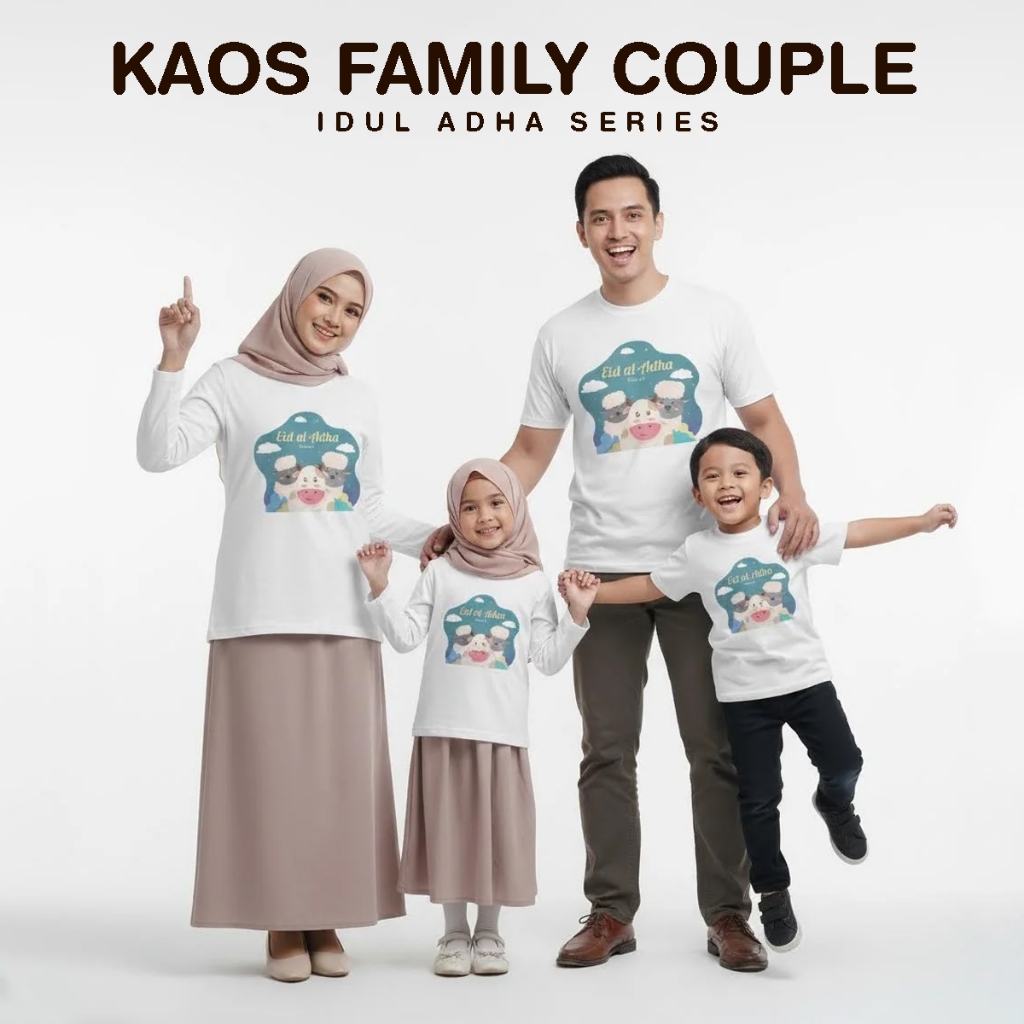 Kaos Seragaman Keluarga Idul Adha Warna Putih Anak Dewasa