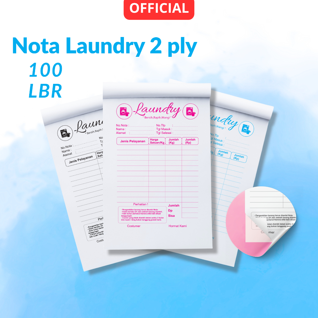 NOTA LAUNDRY 100 lbr 1/4 FOLIO CUSTOM 2 PLY / NOTA CUSTOM LAUNDRY 2 Rangkap