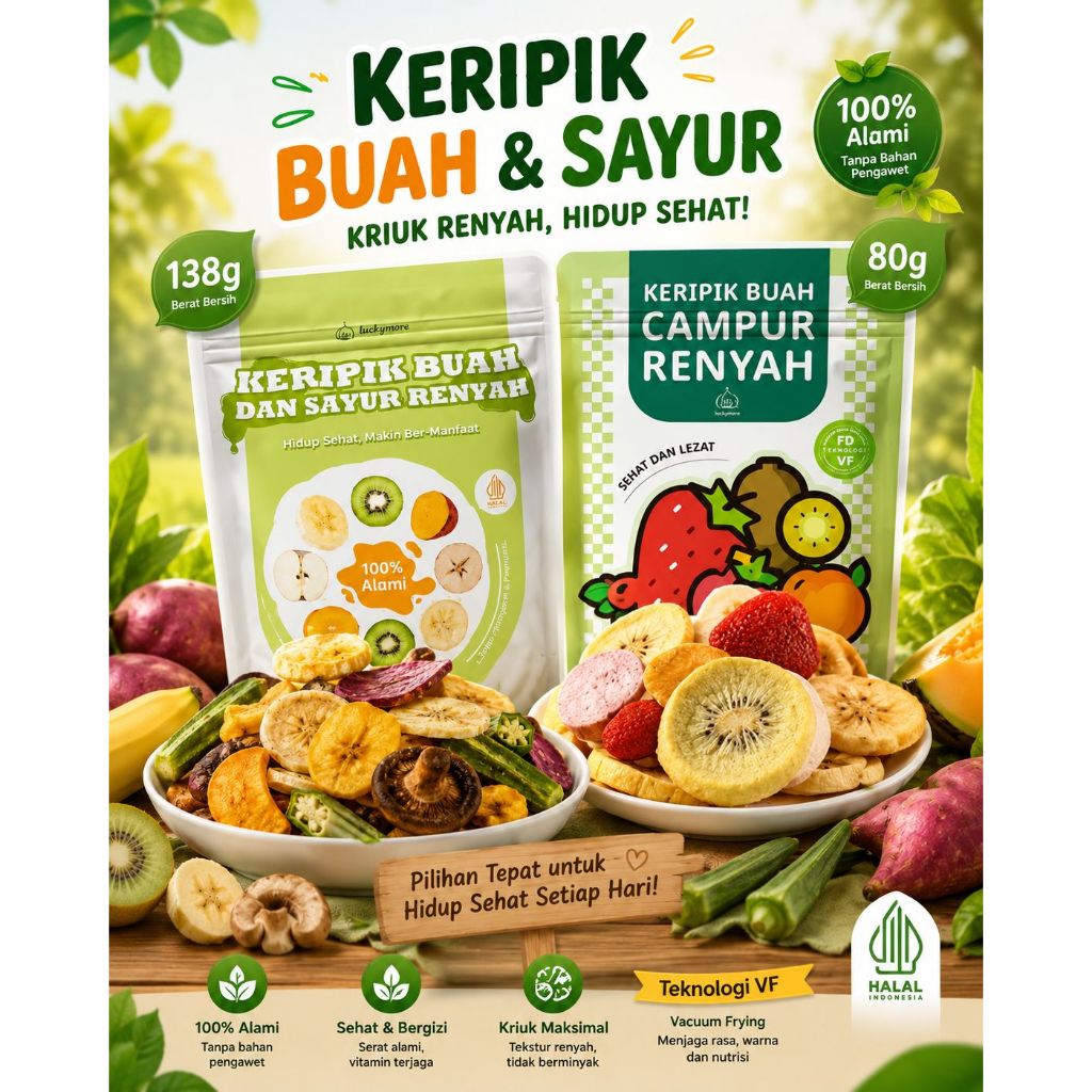 Paket Healthy Snack Buah & Sayur | 1 Keripik Buah + 1 Keripik Buah Sayur