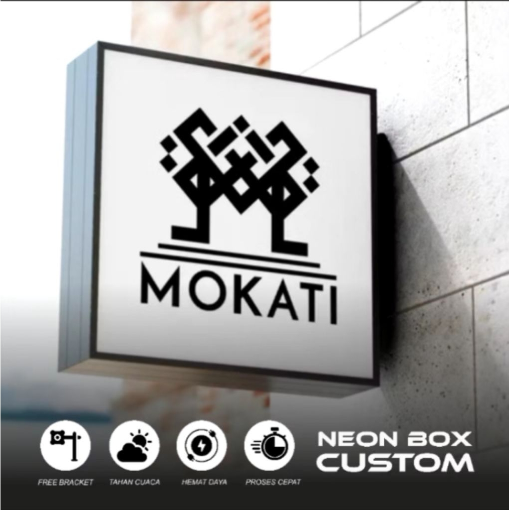 Neon Box Bulat Kotak Akrilik LED Terang Murah 2 Sisi Costum