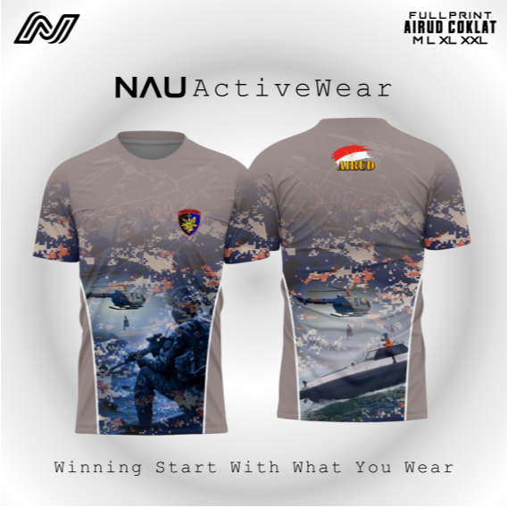 Jersey Nauactivewear Oneck Milano - Kaos Fullprint Airud Coklat