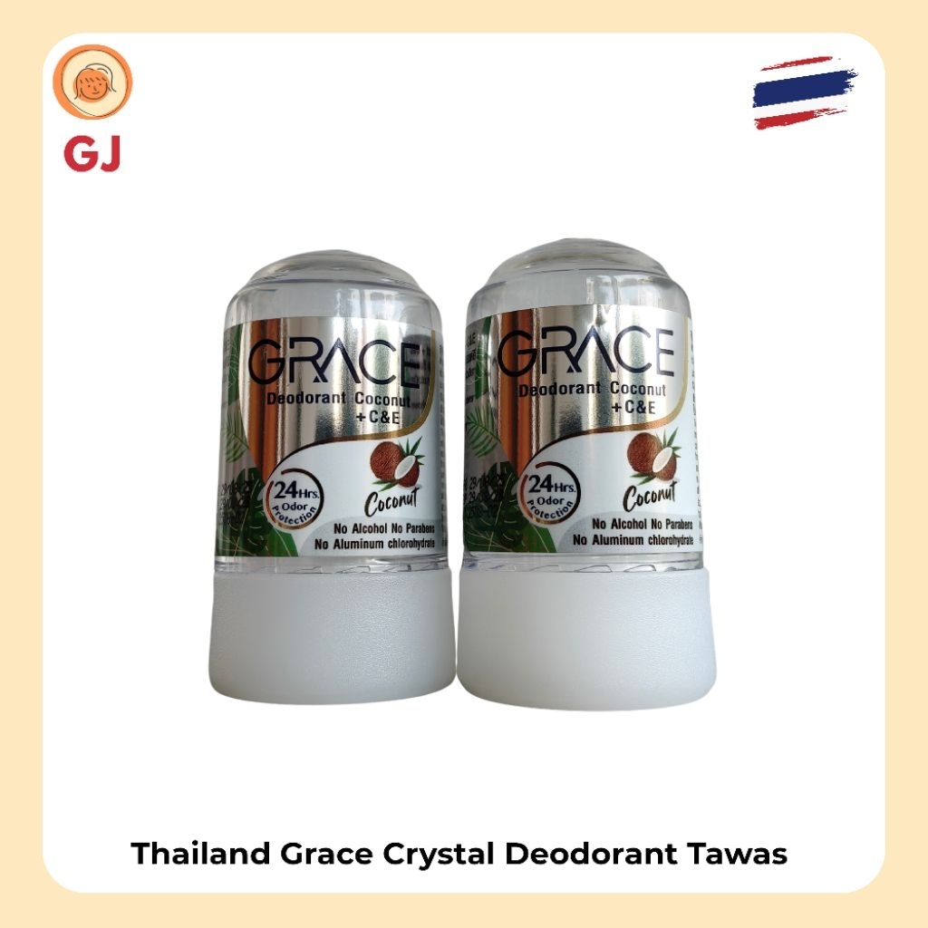 Grace Natural Deodorant Crystal Tawas Thailand Penghilang Bau Badan Ketiak 24jam Original