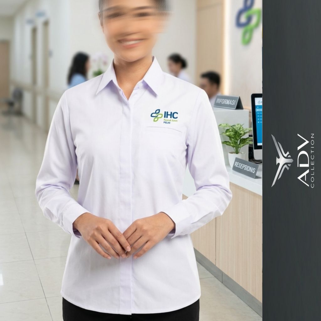 Kemeja IHC RS PELNI Seragam IHC RS PELNI Putih Lengan Panjang Wanita