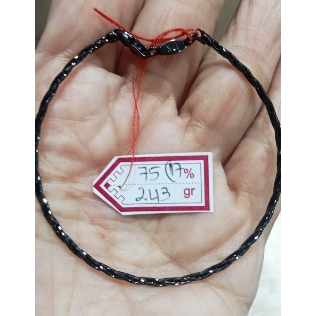 Gelang rantai emas 75 black gold lidi