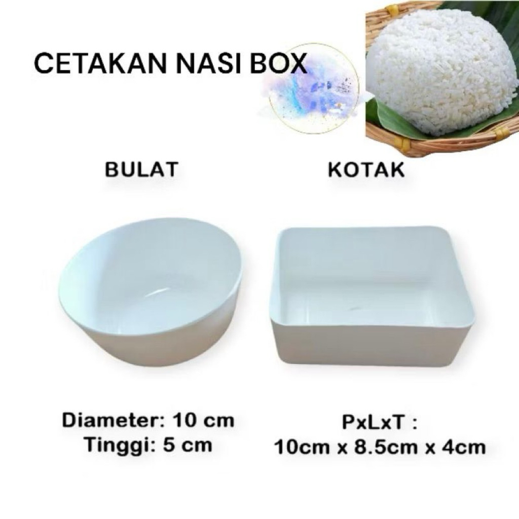 (1PCS)CETAKAN NASI BOX MK 05 // CETAKAN NASI BULAT // CETAKAN NASI SEGI02 //WARNA PUTIH