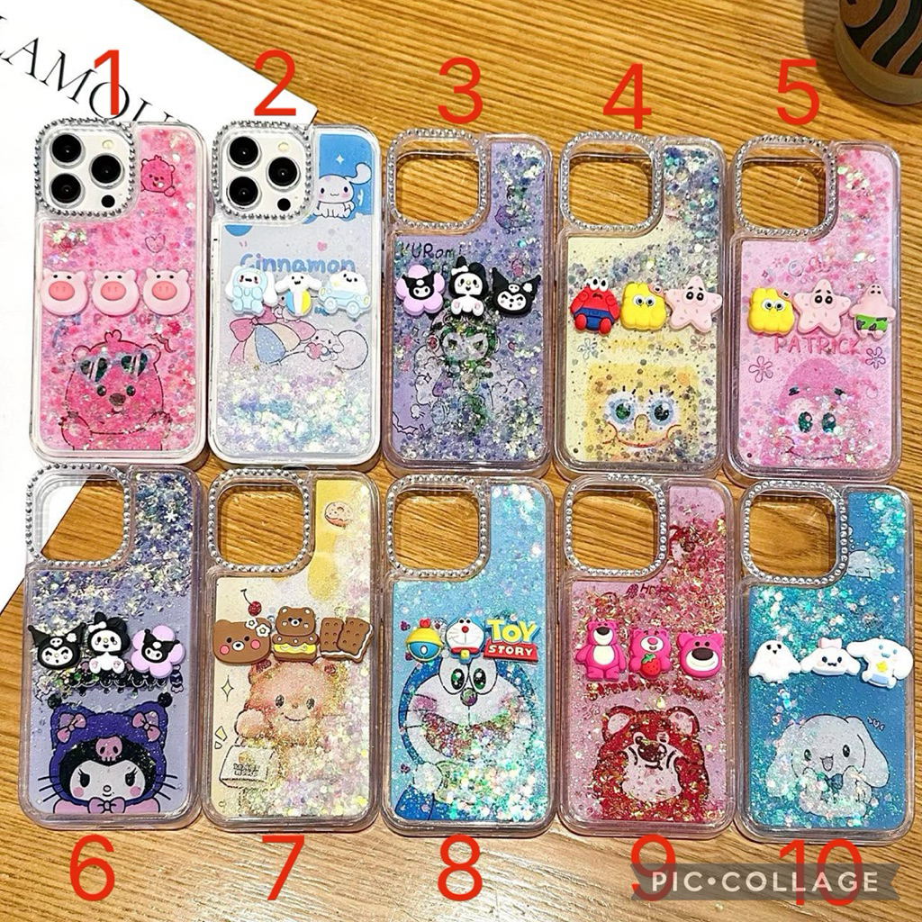 case water glitter air motif karakter cartoon lucu vivo y12 y15 y17 y20 y12s y15s y15a y16 y18 y100 
