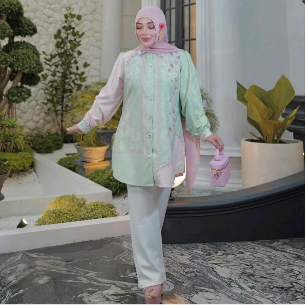 Kemeja Tunik Print Ori Shellasaukia