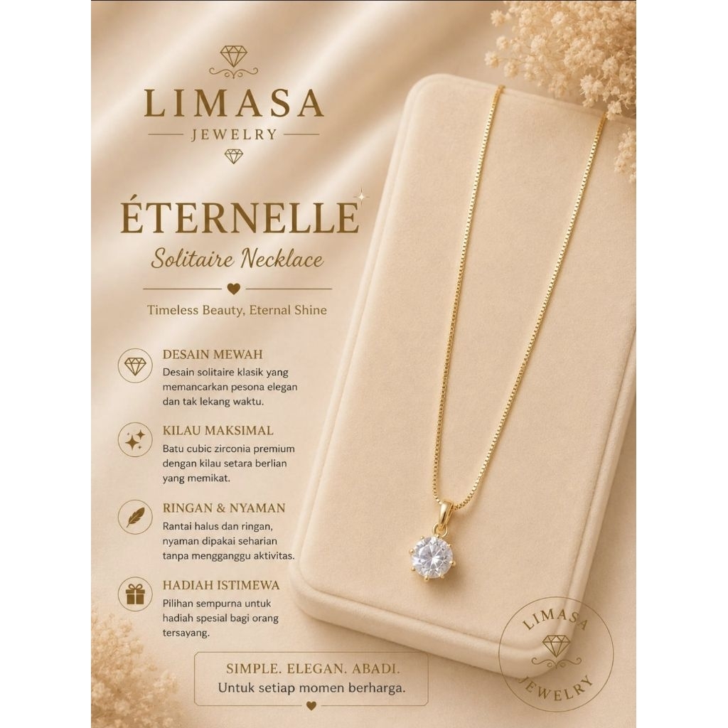 LIMASA ETERNELLE SOLITARE NECKLACE - Kalung solitare elegan
