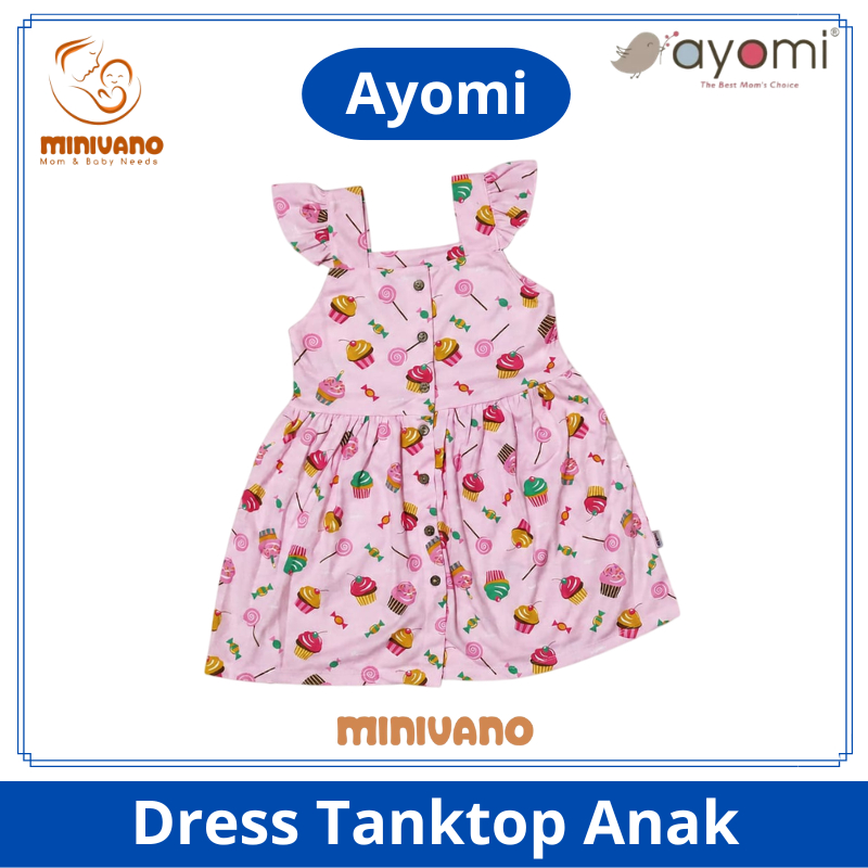 Ayomi Dress Tanktop Anak - Motif Sweet Beary - Baju Dress Bayi Lucu