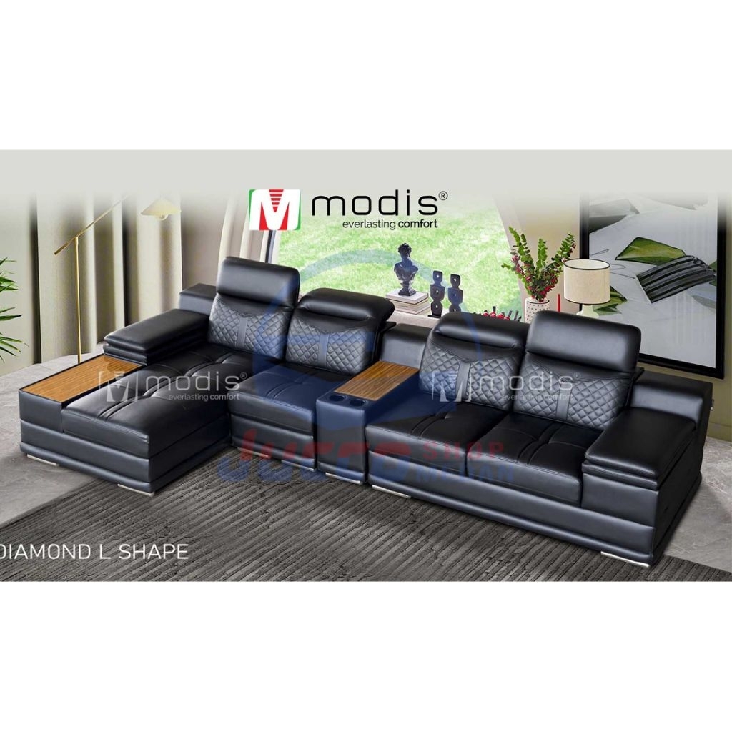[ Golden Furniture ] Sofa L Modis Diamond Shape - Sofa Sudut dengan Meja Cup Holder - Sofa Modis Ele