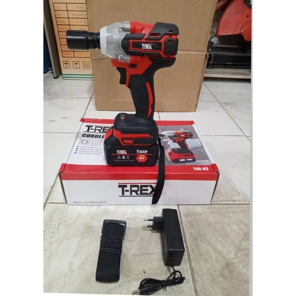 IMPACT BATRAI T-REX IMPACT WRENCH 48S Mesin Bor T-REX Buka Baut Mobil Impek Impact Wrench 1 Baterai 