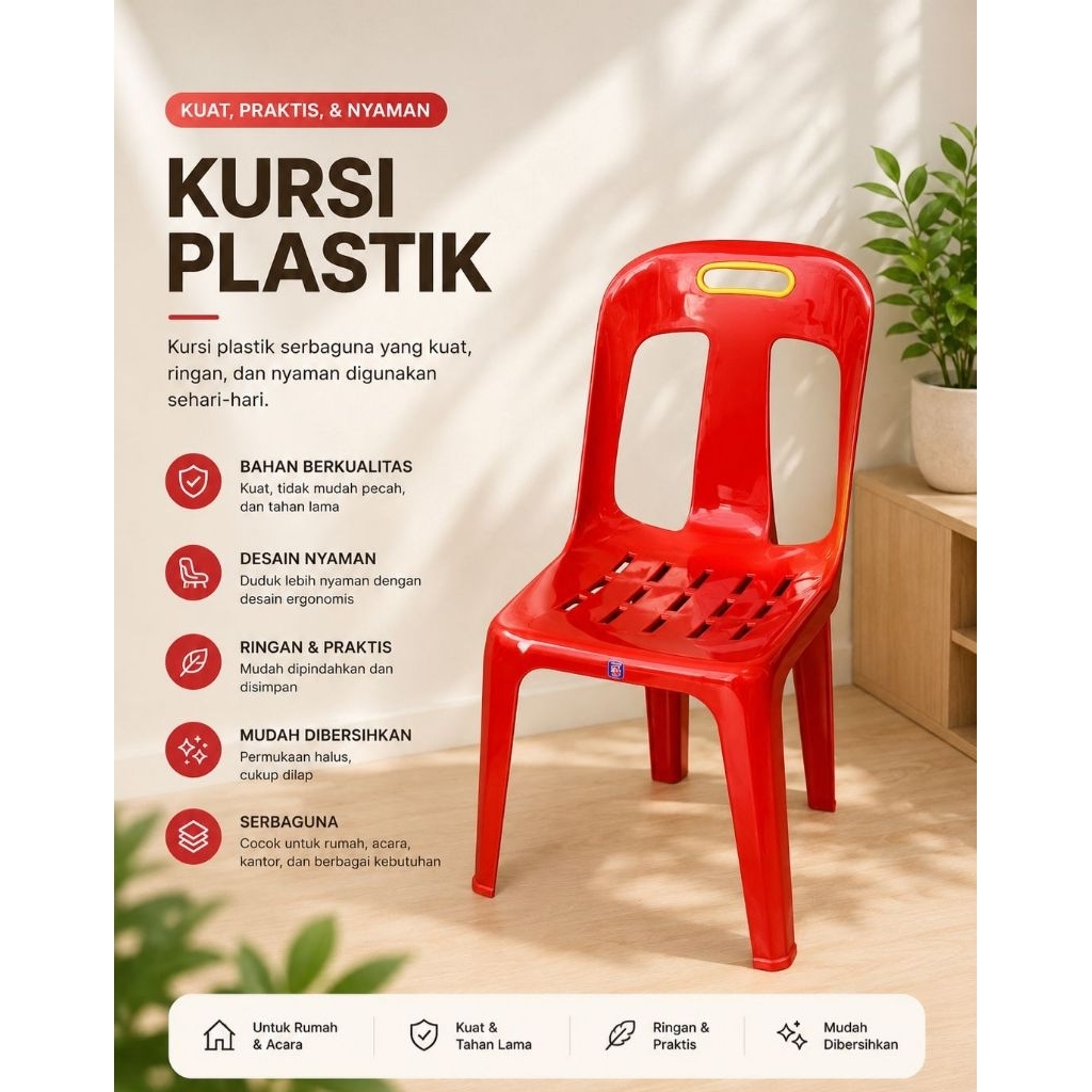 kursi makan plastik / kursi kafe cafe kantin lesehan angkringan kasir warung warkop twinpan 9188 pla