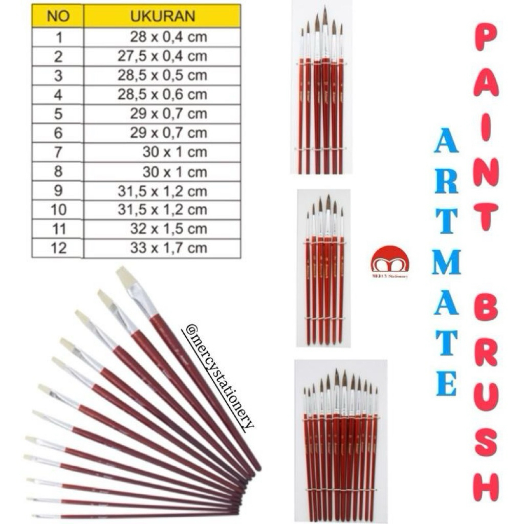 Kuas Cat Air Artmate Paint Brush Kuas Lukis