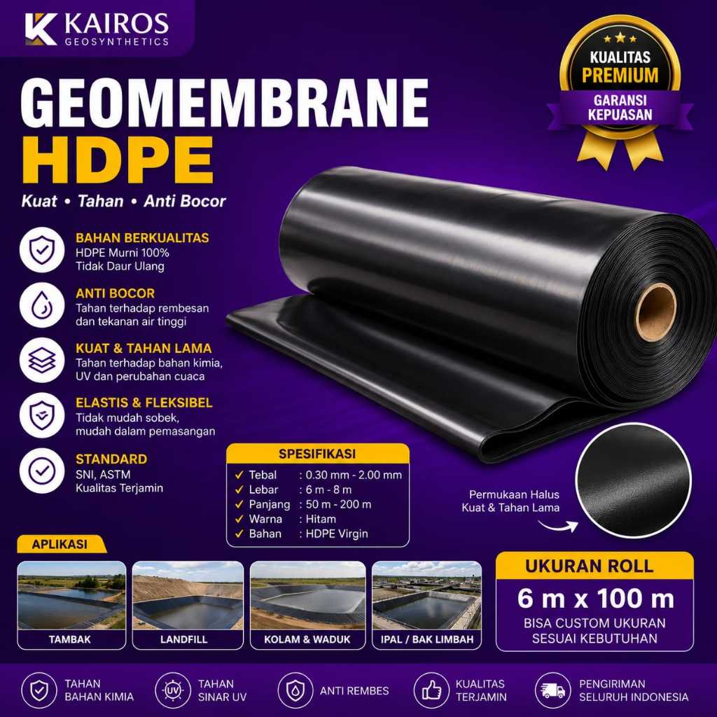 Dijual Geomembran HDPE Hitam - Tahan Sinar Matahari