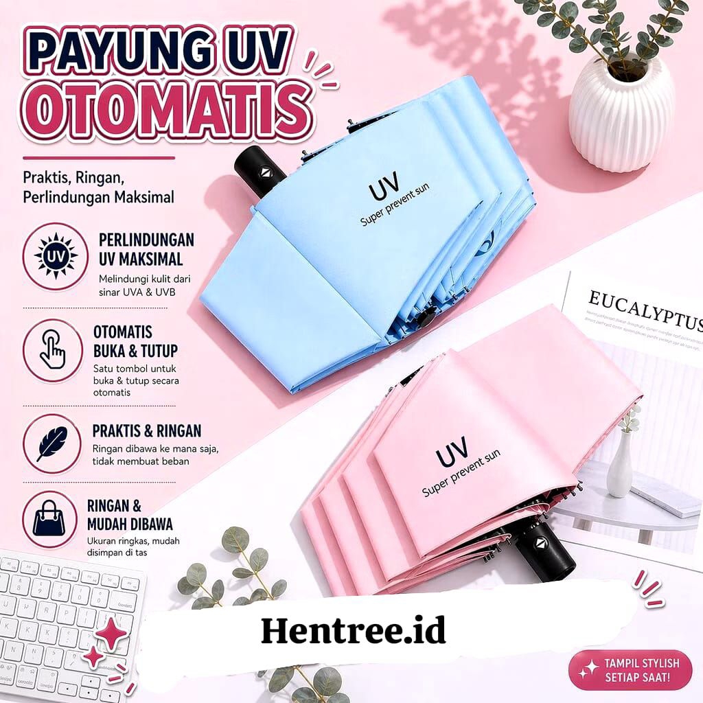 ￼Payung Lipat Manual Anti UV - Payung Manual Buka Tutup Anti UV Sinar Matahari dan Hujan - Payung An
