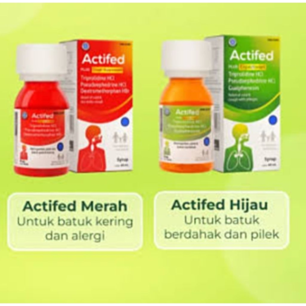 Actifed Merah & Actifed hijau 60Ml